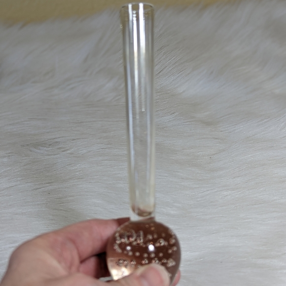 Murano Art Glass Mid Century Vintage Controlled Bubbles Bulb Clear Bud Vase - Picture 4 of 5